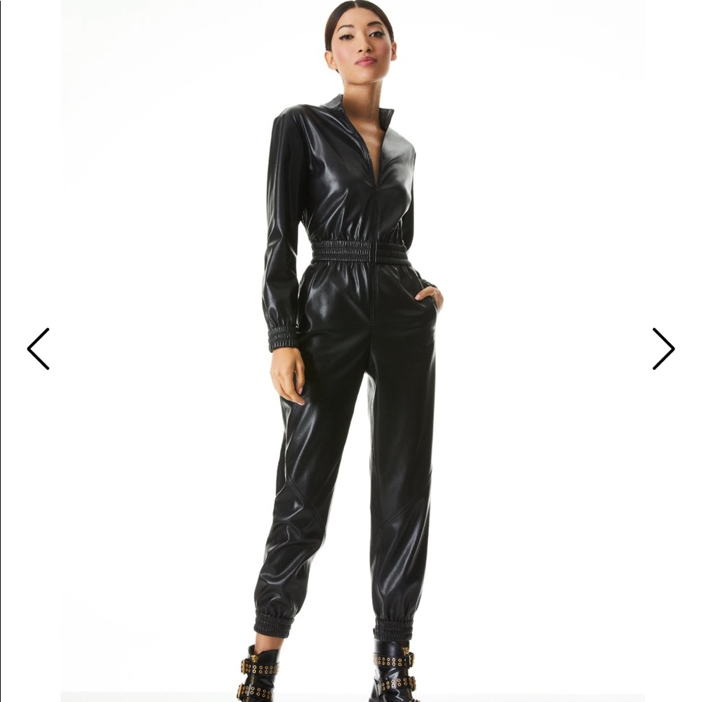 Alice and Olivia Levi vegan leather jumpsuit 10 - Picture 1 of 10